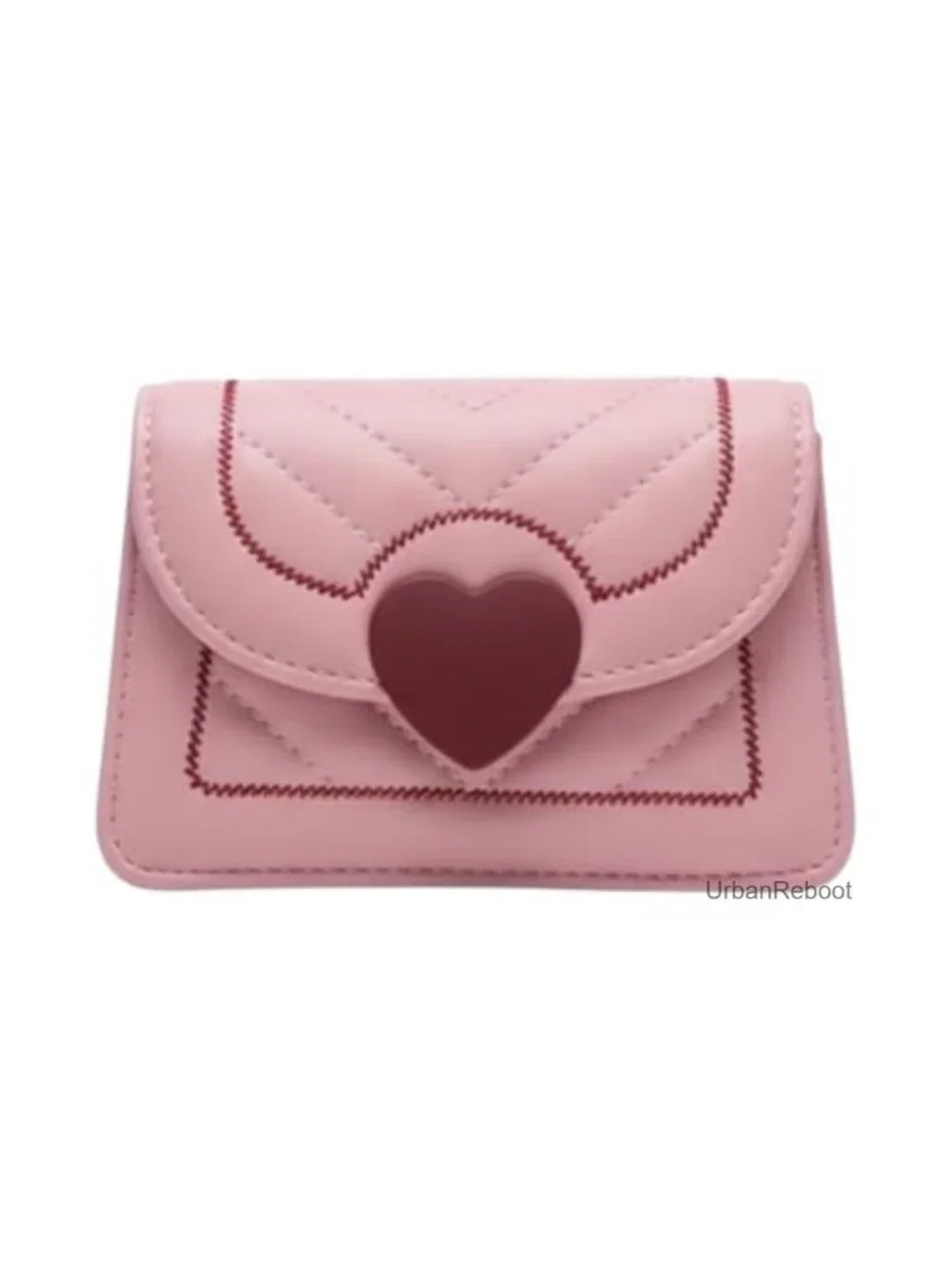 Quilted Faux Leather Micro Crossbody Bag Heart Magnetic Lock